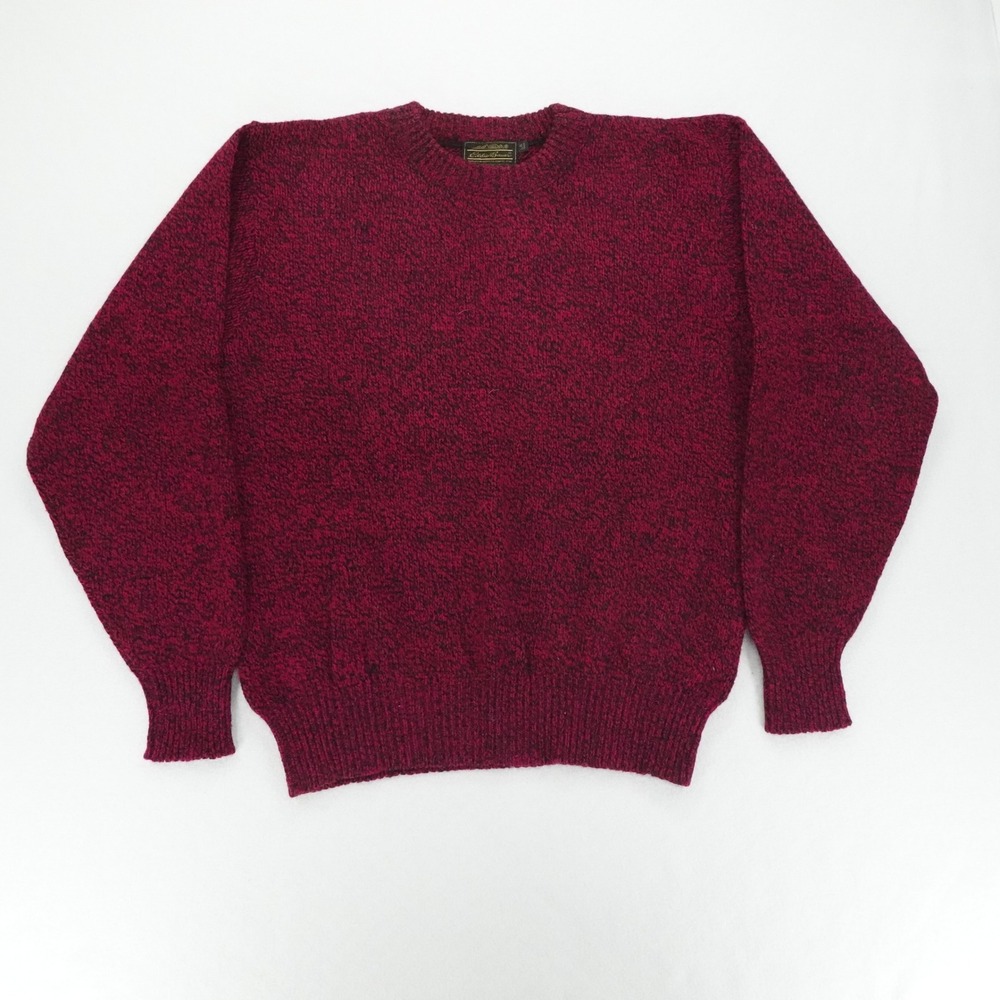 Vintage Eddie Bauer Sweater Mens Large Tall Burgundy Crewneck Wool Blend USA